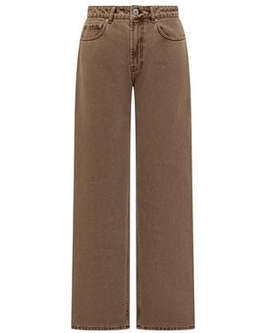 Ami Paris Straight Mid Rise Jeans - Brown