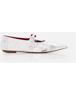 Plan C Leather Ballet Flats - White