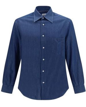 Brunello Cucinelli Solid Denim Shirt - Blue