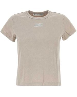 Alexander Wang Light Blade-Logo Cotton T-Shirt - Gray