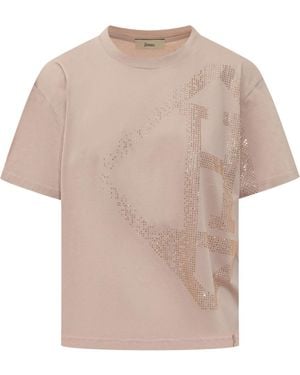 Herno Strass And Stampaint Front T-Shirt - Natural