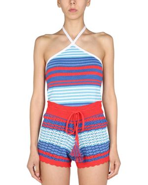 Gallo Stripes Halter Neck Top - Blue