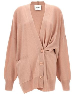 Nude Oversized Wool V-Neck Button Cardigan - Pink