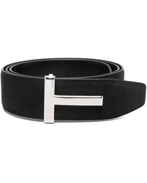 Tom Ford Shiny Reversible Solid Belt - Black