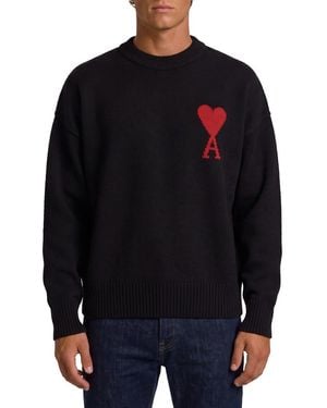 Ami Paris Knitted Logo Sweater - Blue
