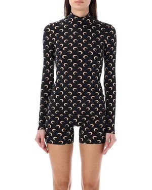 Marine Serre Brand-print Fitted Stretch-jersey Top - Black