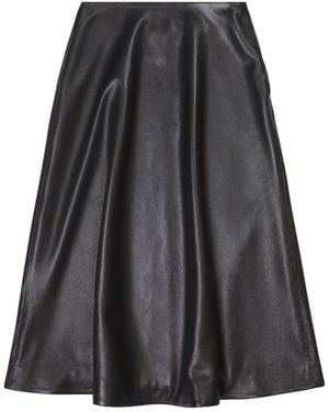 Balenciaga Leather Midi Skirt - Black