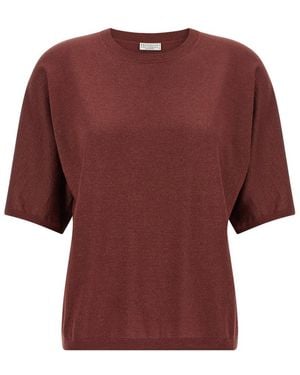 Brunello Cucinelli Knitted Crew Neck Sweater - Red