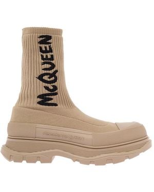 McQueen Round Toe Trainers - Natural