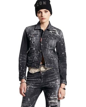 DSquared² Distressed Shirt Collar Jacket - Black