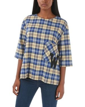 Woolrich Plaid Round Neck T-Shirt - Blue