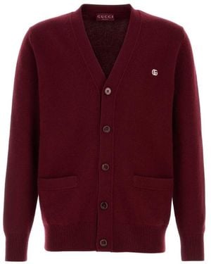 Gucci V Neck Cardigans - Red