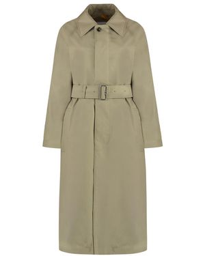 Burberry Solid Shirt Collar Reversible Trench Coat - Green
