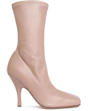 Gia Borghini Taupe Leather Boots - Pink