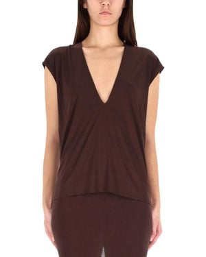 Rick Owens Solid V Neck Top - Brown