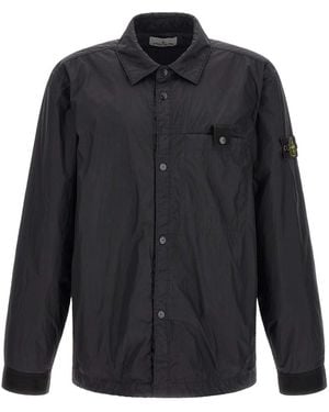 Stone Island Solid Shirt Collar Jacket - Blue