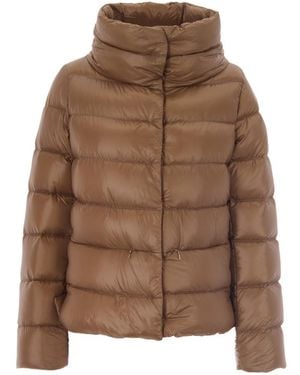 Herno Quilted Mock Collar Jacket - Brown