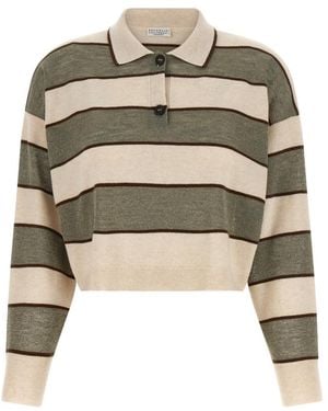 Brunello Cucinelli 'Sparkling Stripes' Polo Shirt - Multicolor