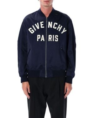 Givenchy Cotton Satin Zipped Blouson - Blue