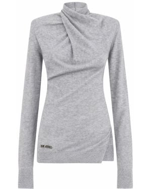The Attico Solid Mock Collar Sweater - Gray