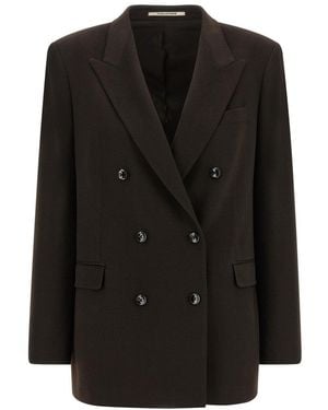 Tagliatore Dark Peaked Lapel Blazer - Black