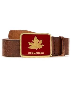 DSquared² Leaf Logo Buckle Belt - Red