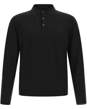 Zanone Solid Polo Sweater - Black