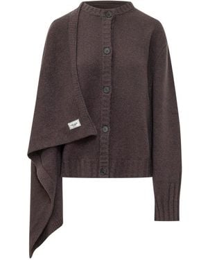 The Attico Knitted Round Neck Cardigan - Brown