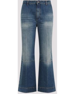 Victoria Beckham Cropped Kick Cotton Jeans - Blue