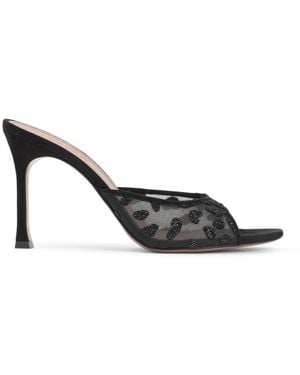 AMINA MUADDI Embellished Mesh Heels - Black