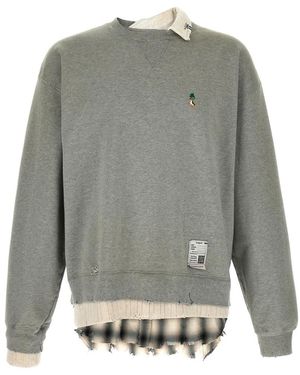 Maison Yasuhiro Plaid Crew Neck Sweatshirt - Gray