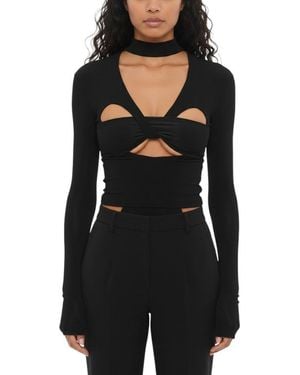 Ambush Solid Halter Neck Top - Black
