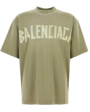 Balenciaga Sage Tape Type Cotton T-Shirt - Green