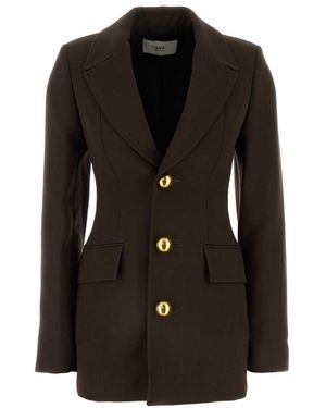 Ami Paris Wool Blazer With Notched Lapels - Black
