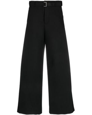 Sacai Tailored Wool-Blend Wide-Leg Pants - Black