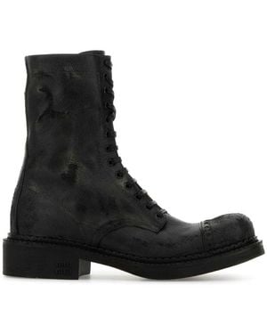 Miu Miu Leather Ankle Boots - Black
