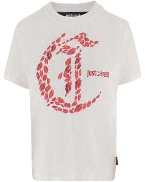 Just Cavalli Printed Crew Neck T-Shirt - White