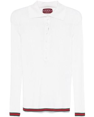 Gucci Solid Shirt Collar Polo - White