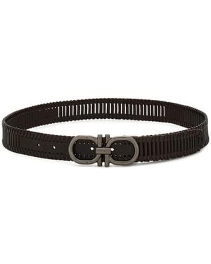 Ferragamo Gancini Woven Buckle Belt - Black