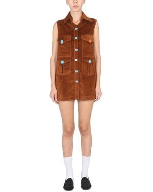Cormio Shirt Collar Mini Dress - Orange