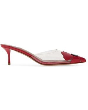 Alaïa Pointed-Toe Bloom Mules - Pink