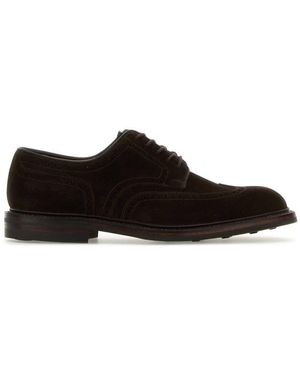 Crockett & Jones Suede Lace-Up Shoes - Black