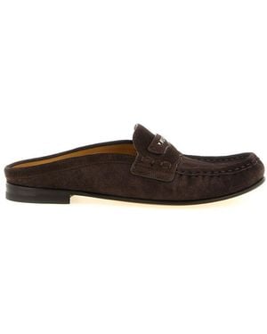 Fendi Logo Loafer Mules - Brown