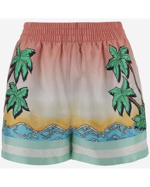 CASABLANCA Tennis Club Silk Shorts - Multicolour