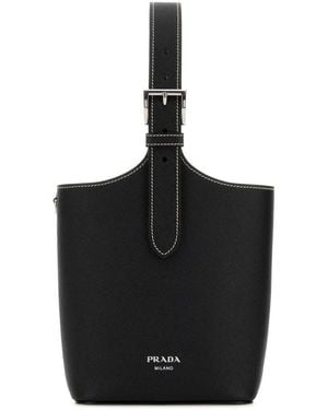 Prada Leather Bucket Bag - Black