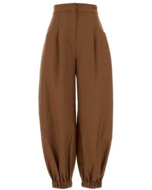 Fendi Loose Pleated Pants - Brown