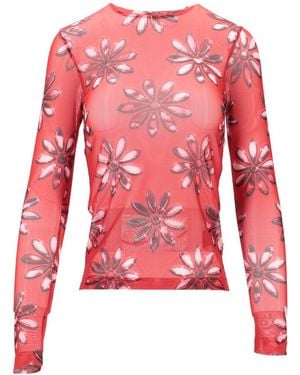 MERYLL ROGGE Crew Neck Floral T-Shirt - Red