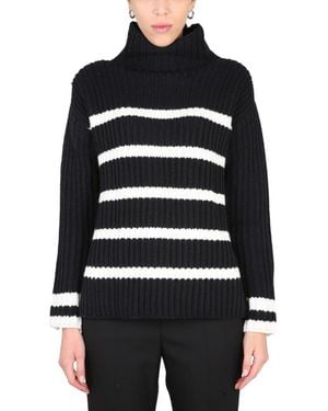 Stefano Mortari Stripes Turtle Neck Sweater - Black