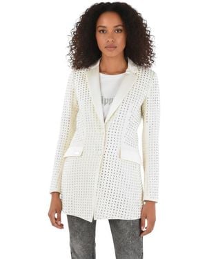 Philipp Plein Embellished Notched Lapel Blazer - White