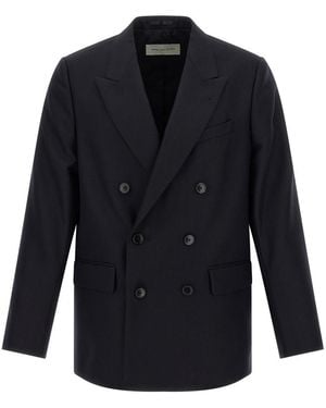 Dries Van Noten Dark Peaked Lapel Blazer - Blue